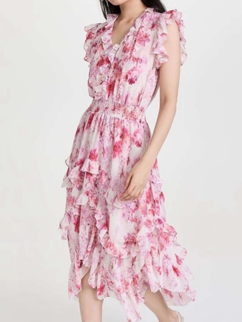 Misa Los Angeles chiffon tiered floral dress